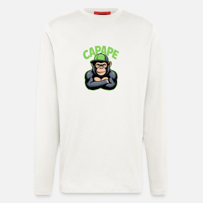 CAPAPE Cool Monkey avec casquette Style urbain - Manches longues bio décontracté fabriqué en UE - OFF WHITE