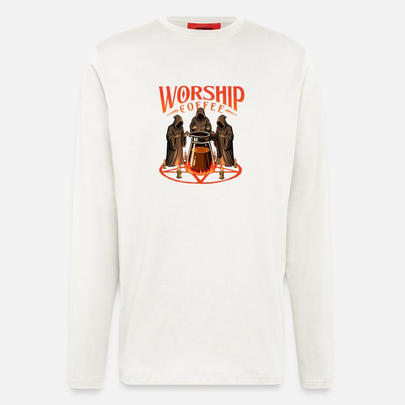 Worship Coffee Bold Koffein Statement - Langarmshirt - made by SPREAD  - OFF WHITE