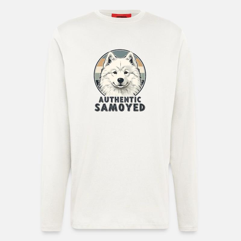 Authentic Samoyed Smile Retro Dog - Longsleeve - made by SPREAD  - OFF WHITE