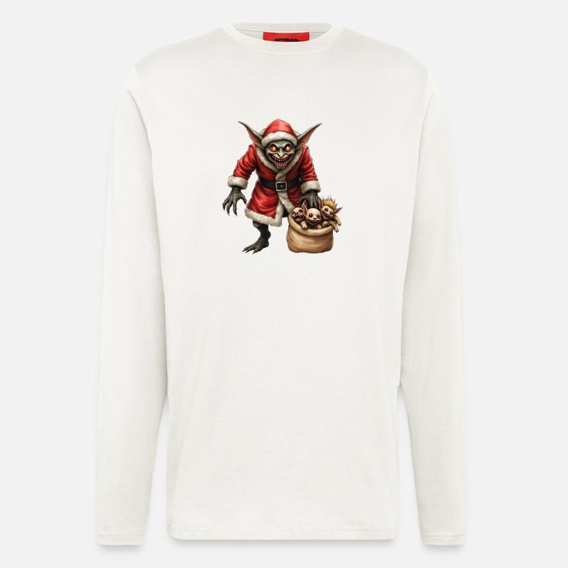 Gobelin de Noël avec des créatures - Manches longues bio décontracté fabriqué en UE - OFF WHITE