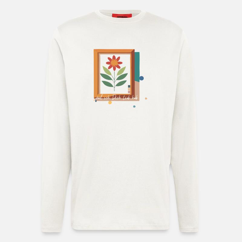 Blume im Bilderrahmen Liebe - Langarmshirt - made by SPREAD  - OFF WHITE