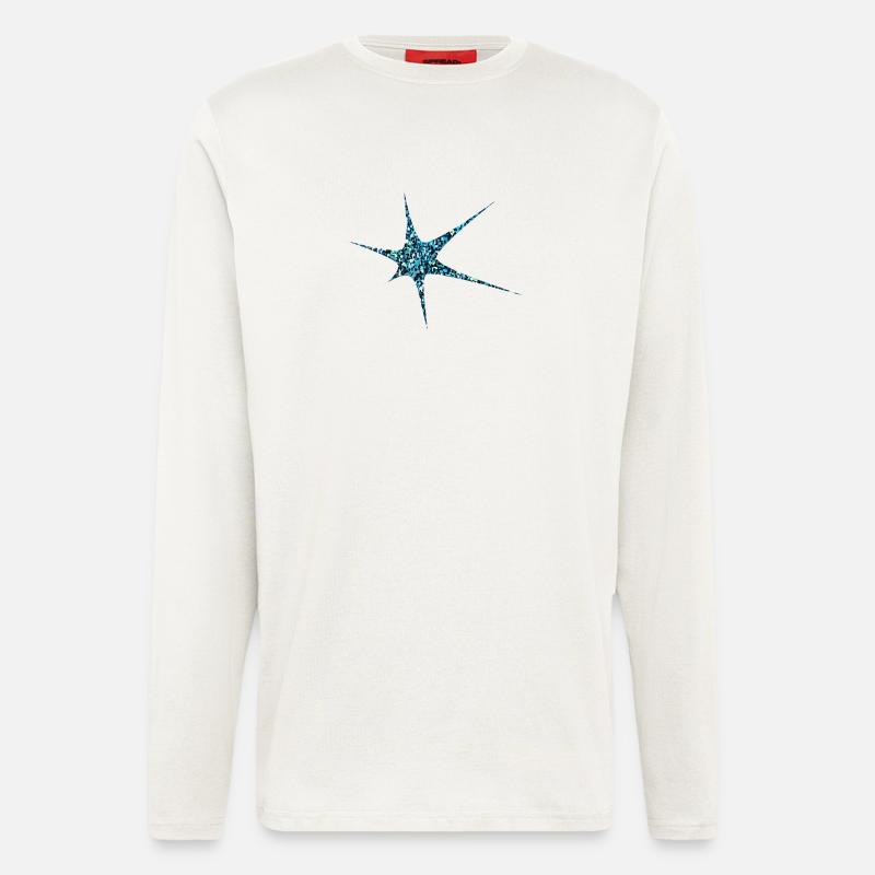 Blauer Glitzer Starburst Sparkle - Langarmshirt - made by SPREAD  - OFF WHITE
