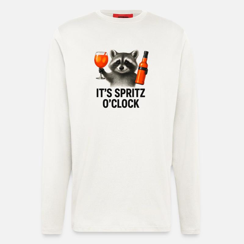 It's Spritz O'Clock Waschbär Party Geschenkidee - Langarmshirt - made by SPREAD  - OFF WHITE