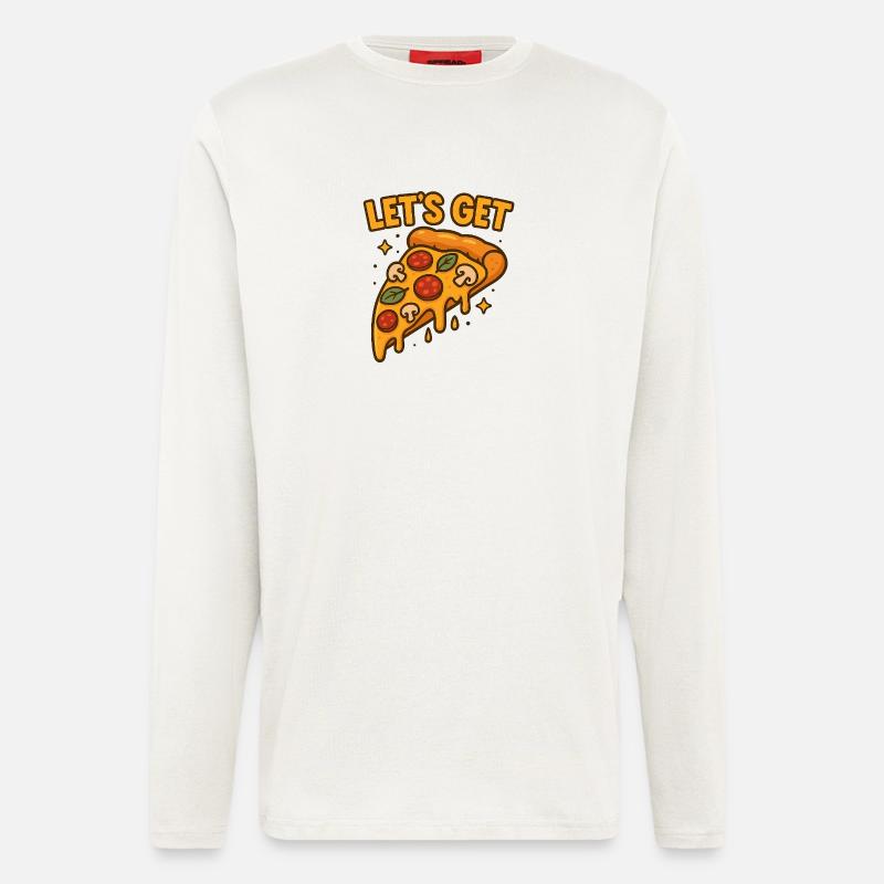 Funny Pizza Slice Let’s Get Design - Langarmshirt - made by SPREAD  - OFF WHITE