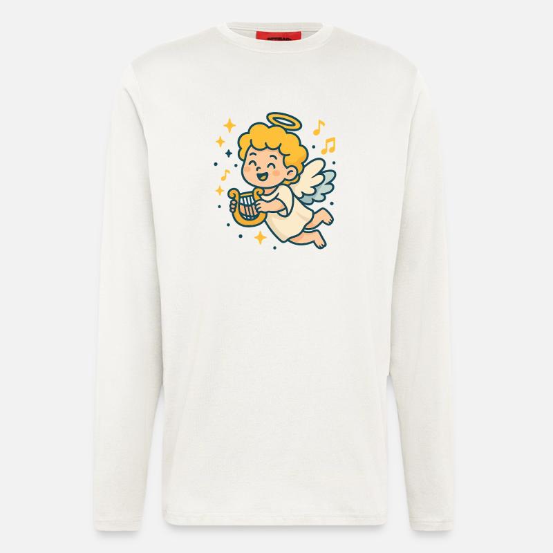 Cute Angel Playing Harp Design - Langarmshirt - made by SPREAD  - OFF WHITE
