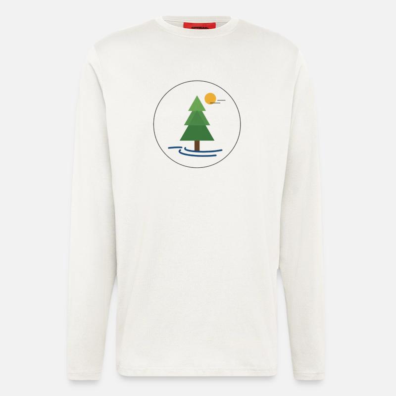 Geometrischer Waldbaum mit Sonne - Langarmshirt - made by SPREAD  - OFF WHITE