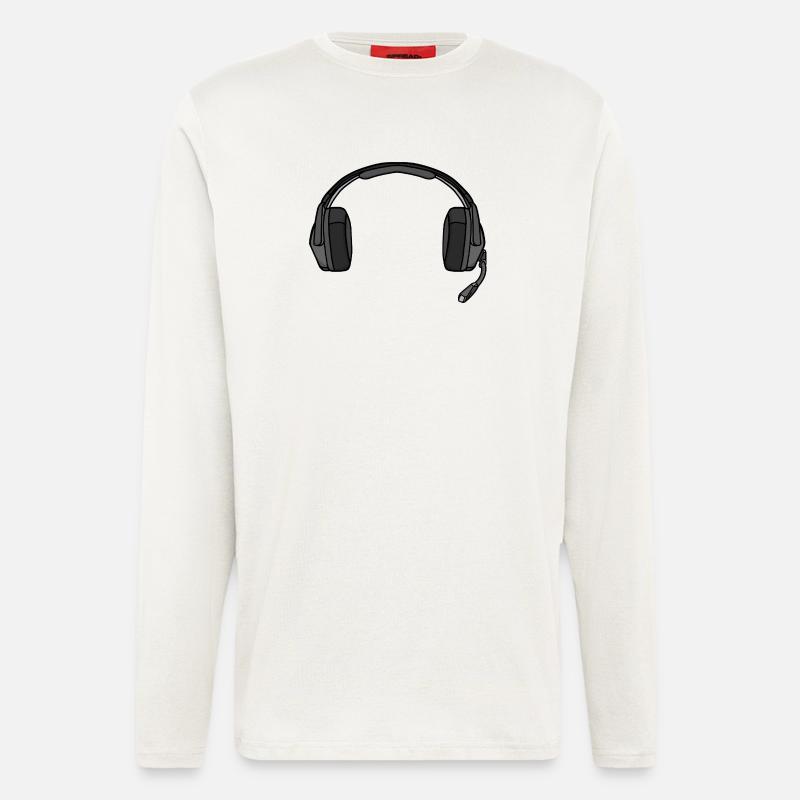 Kopfhörer mit Mikrofon - Langarmshirt - made by SPREAD  - OFF WHITE