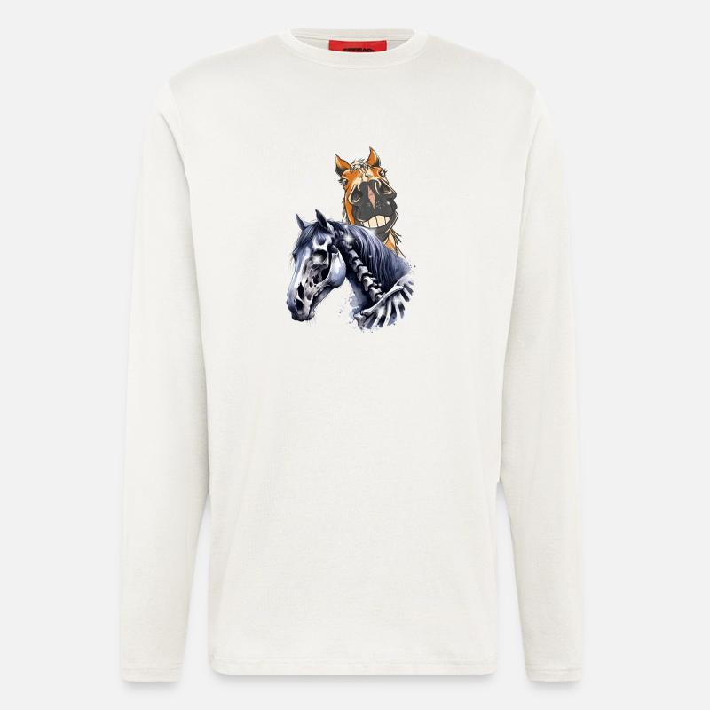 Halloween Pferd Pferde - Langarmshirt - made by SPREAD - OFF WHITE