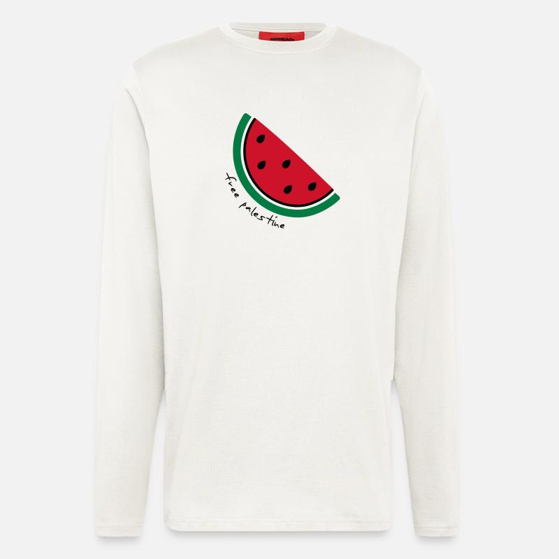 Tranche de pastèque Pop Art - Manches longues bio décontracté fabriqué en UE - OFF WHITE