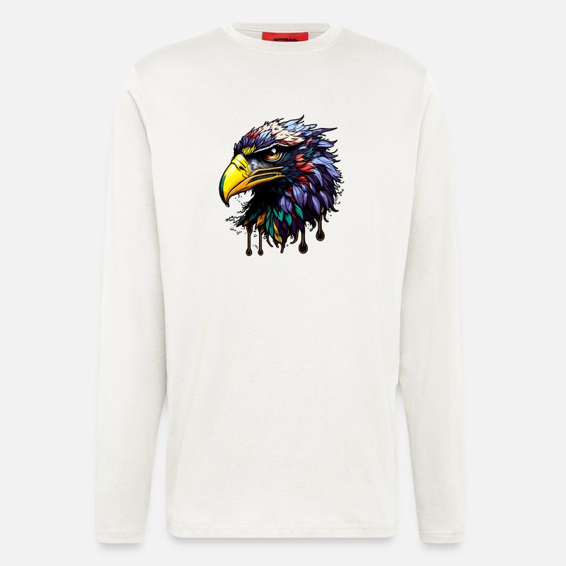 Bunter Adler mit hellen Federn - Langarmshirt - made by SPREAD  - OFF WHITE