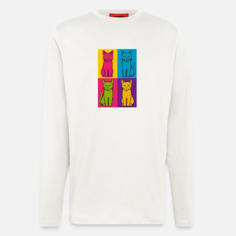 Pop Art Katzen Quartett - Langarmshirt - made by SPREAD  - OFF WHITE