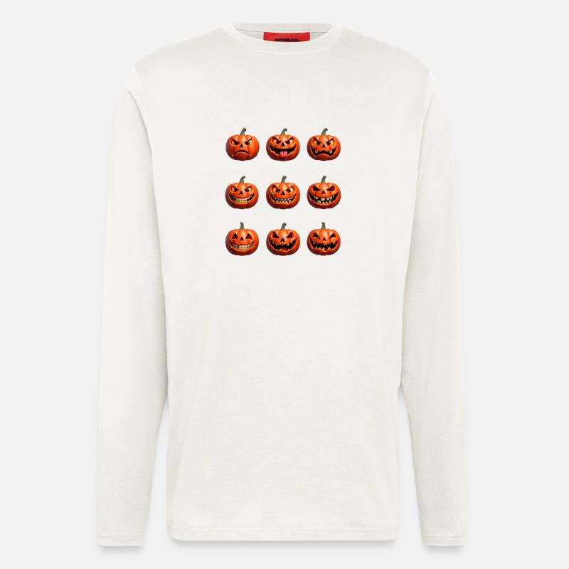 Halloween Pumpkin Faces Pattern - Longsleeve - made by SPREAD  - OFF WHITE
