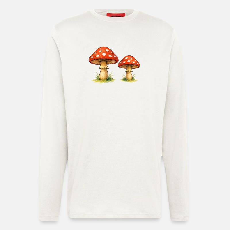 Red toadstools in the grass - Longsleeve - made by SPREAD  - OFF WHITE