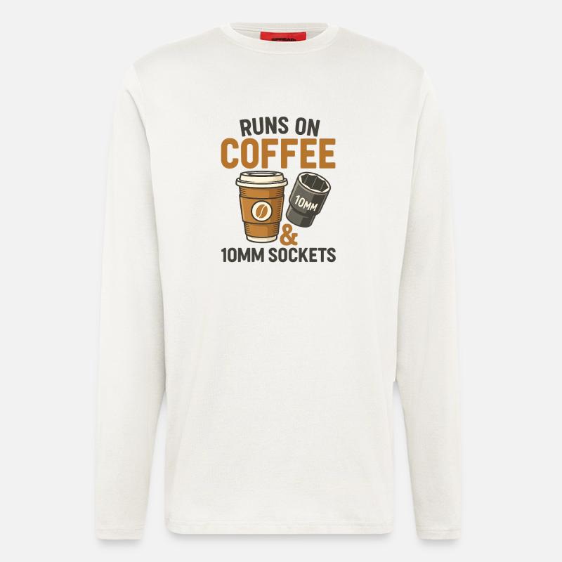 Läuft mit Kaffee und 10-mm-Buchse - Langarmshirt - made by SPREAD  - OFF WHITE