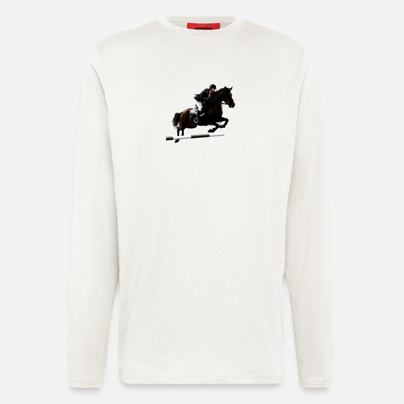 Springendes Pferd mit Reiter - Langarmshirt - made by SPREAD  - OFF WHITE