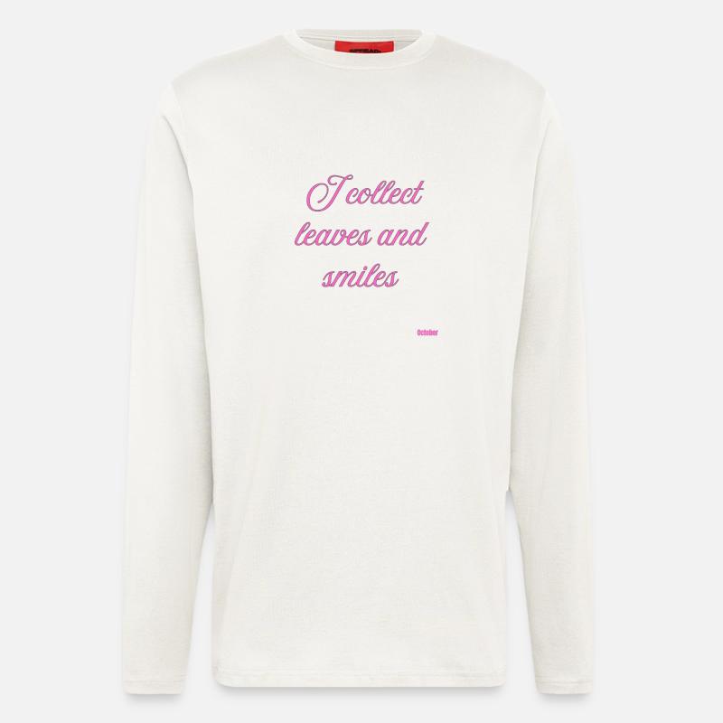 Leaves and Smiles Pink Script - Longsleeve - made by SPREAD  - OFF WHITE