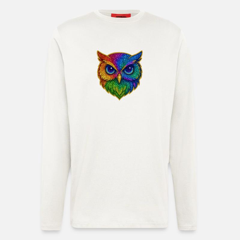 Eule | Waldkauz | Regenbogen Eulenzauber - Langarmshirt - made by SPREAD  - OFF WHITE