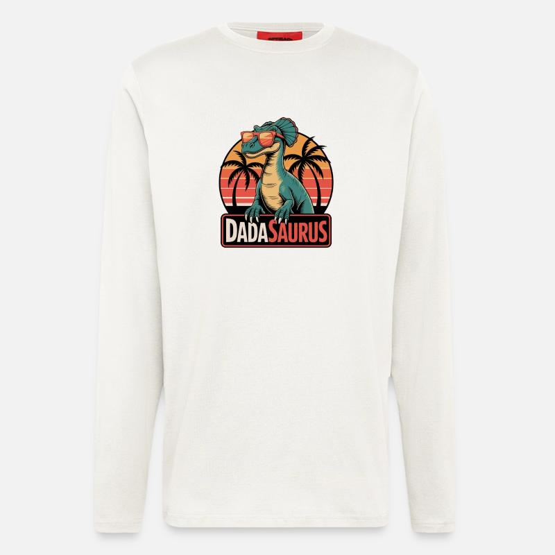 Dadasaurus Cooler Dinosaurier Retro Palmen - Langarmshirt - made by SPREAD  - OFF WHITE