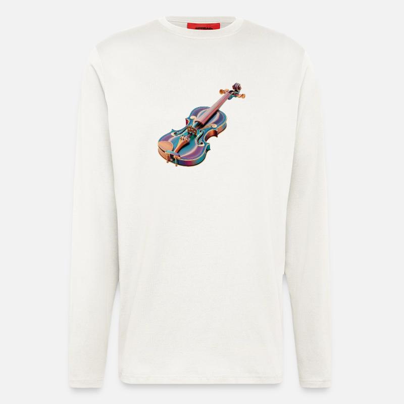 Regenbogen Geigen-Kunst - Langarmshirt - made by SPREAD  - OFF WHITE