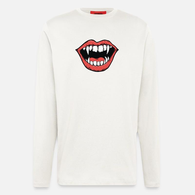 vampire mouth, sharp teeth, bite - Longsleeve - made by SPREAD  - OFF WHITE