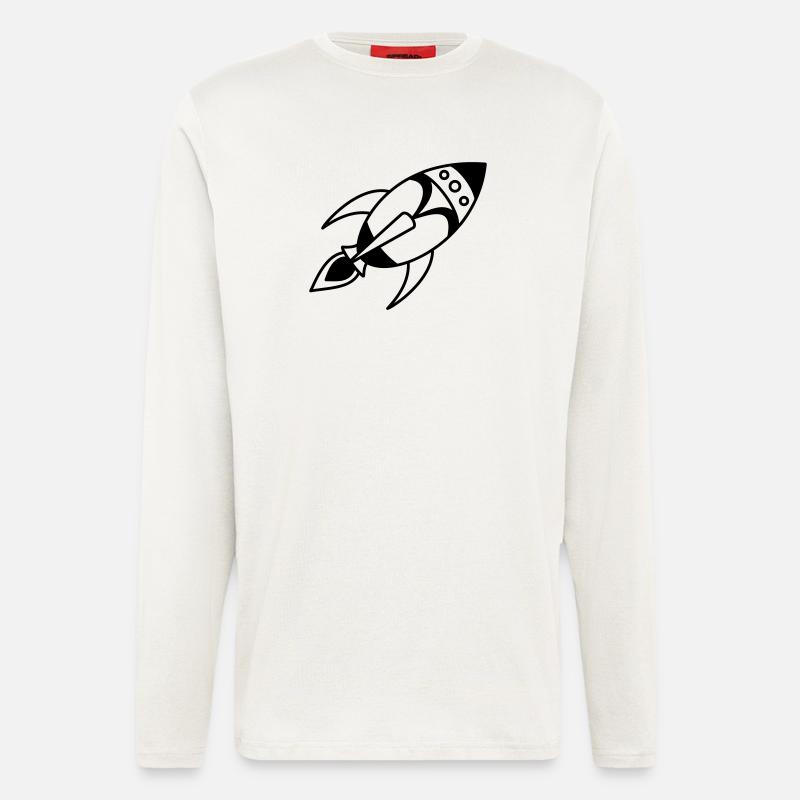 Retro Space Rocket – Weltall Raumschiff Design - Langarmshirt - made by SPREAD - OFF WHITE
