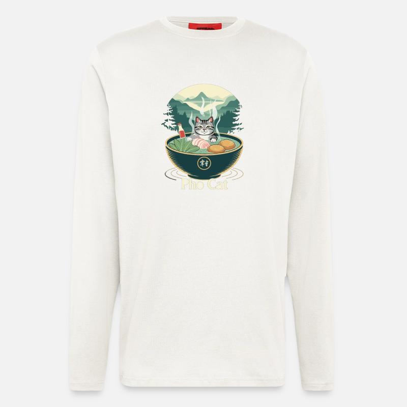 Pho Cat im Ramenbecher - Langarmshirt - made by SPREAD - OFF WHITE