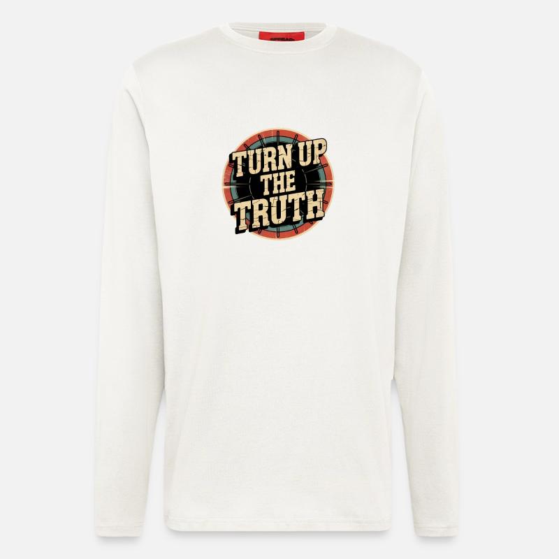Retro Grunge – Montez la vérité - Manches longues bio décontracté fabriqué en UE - OFF WHITE