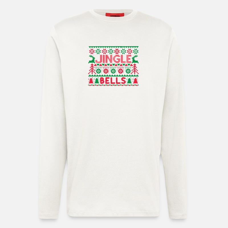 Hässlicher Pullover – Jingle Bells Strickmuster - Langarmshirt - made by SPREAD  - OFF WHITE