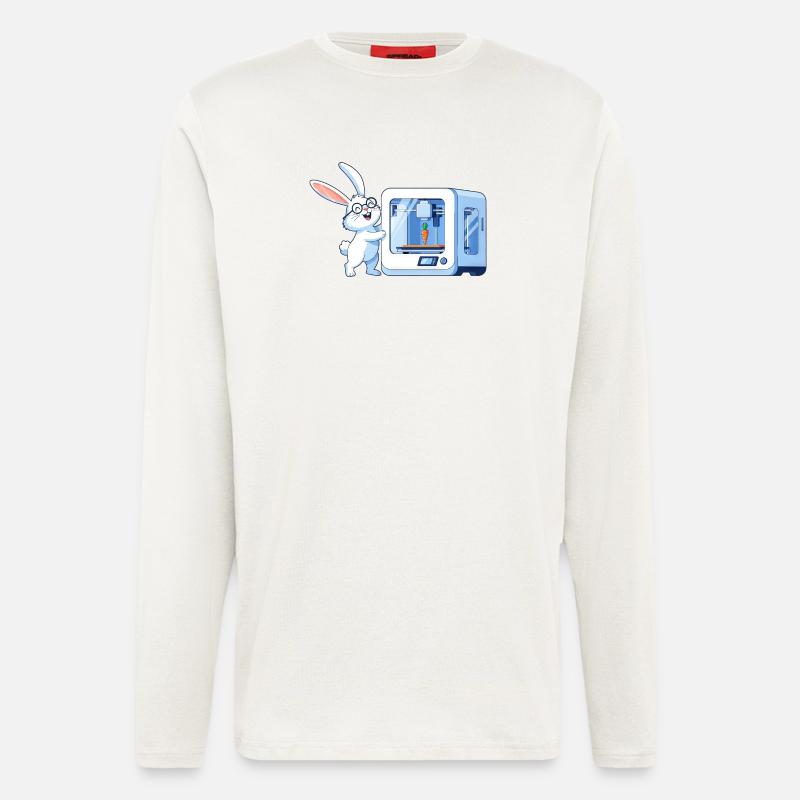 Lustiges Kaninchen Nerd Programmierer 3D Drucker - Langarmshirt - made by SPREAD  - OFF WHITE