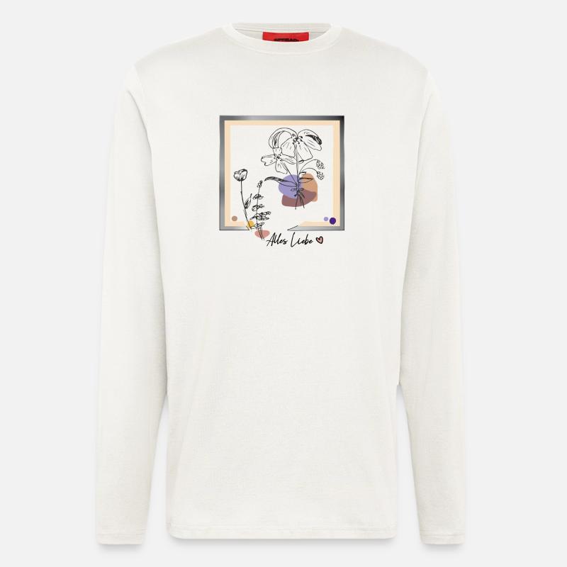 Bilderrahmen mit Blumen - Langarmshirt - made by SPREAD  - OFF WHITE