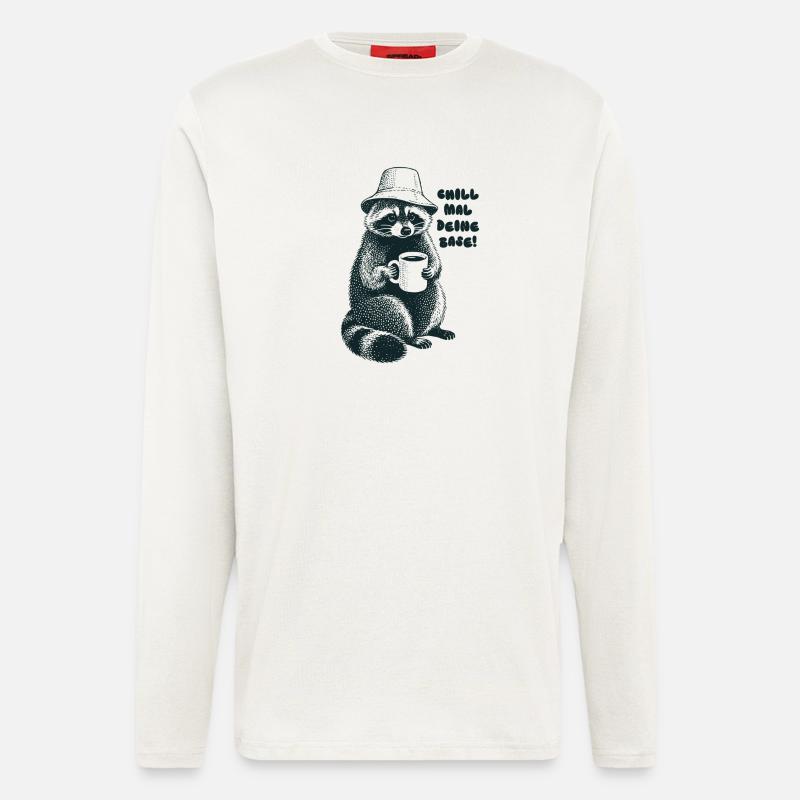 Chill mal deine Base - Waschbär - Langarmshirt - made by SPREAD  - OFF WHITE