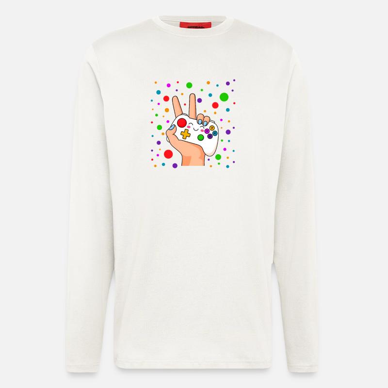 Peace-Zeichen-Controller Pop - Langarmshirt - made by SPREAD  - OFF WHITE