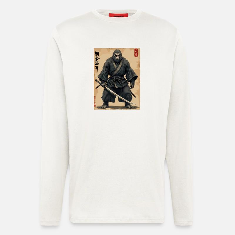 Gorilla Samurai with Katana - Longsleeve - made by SPREAD  - OFF WHITE