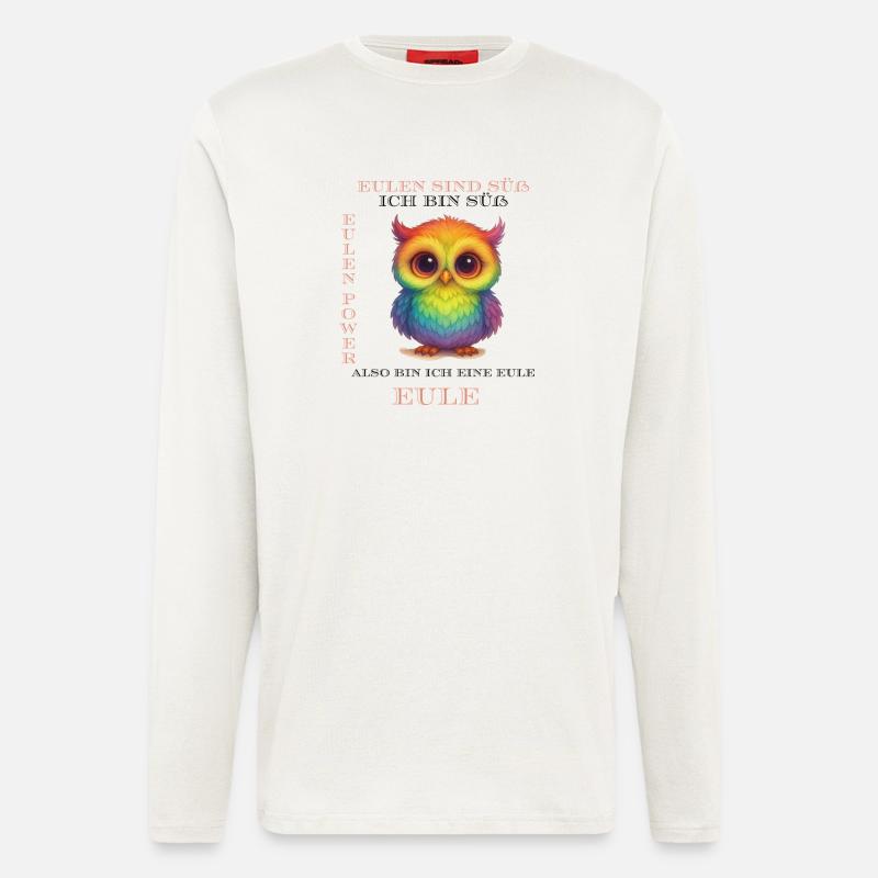 Regenbogen Eulen Power - Langarmshirt - made by SPREAD  - OFF WHITE
