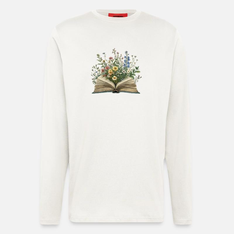 Buch mit Blumen - Langarmshirt - made by SPREAD  - OFF WHITE