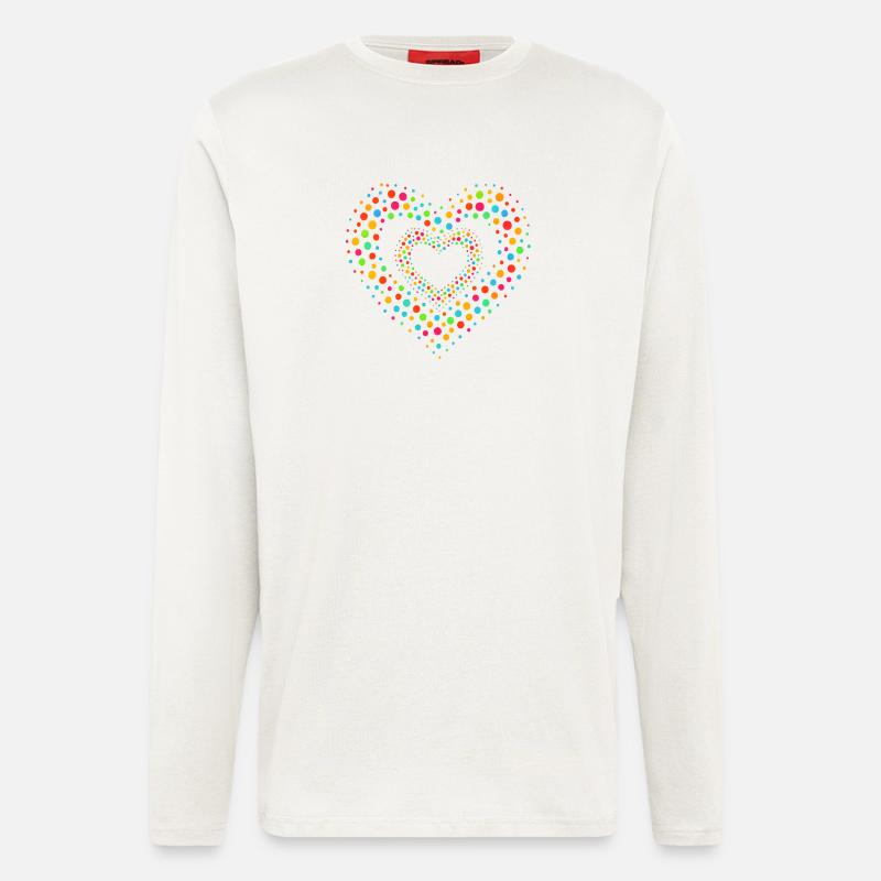 Rainbow Dot Heart Pattern Tee - Longsleeve - made by SPREAD  - OFF WHITE