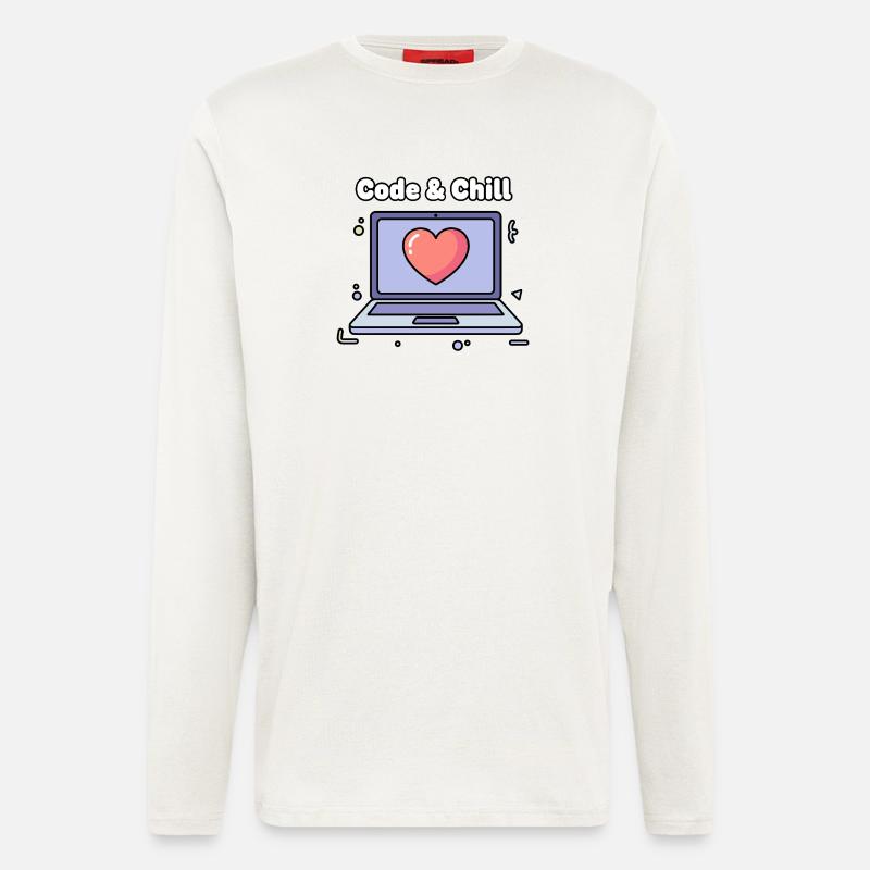 Code & Chill Heart Laptop - Longsleeve - made by SPREAD  - OFF WHITE