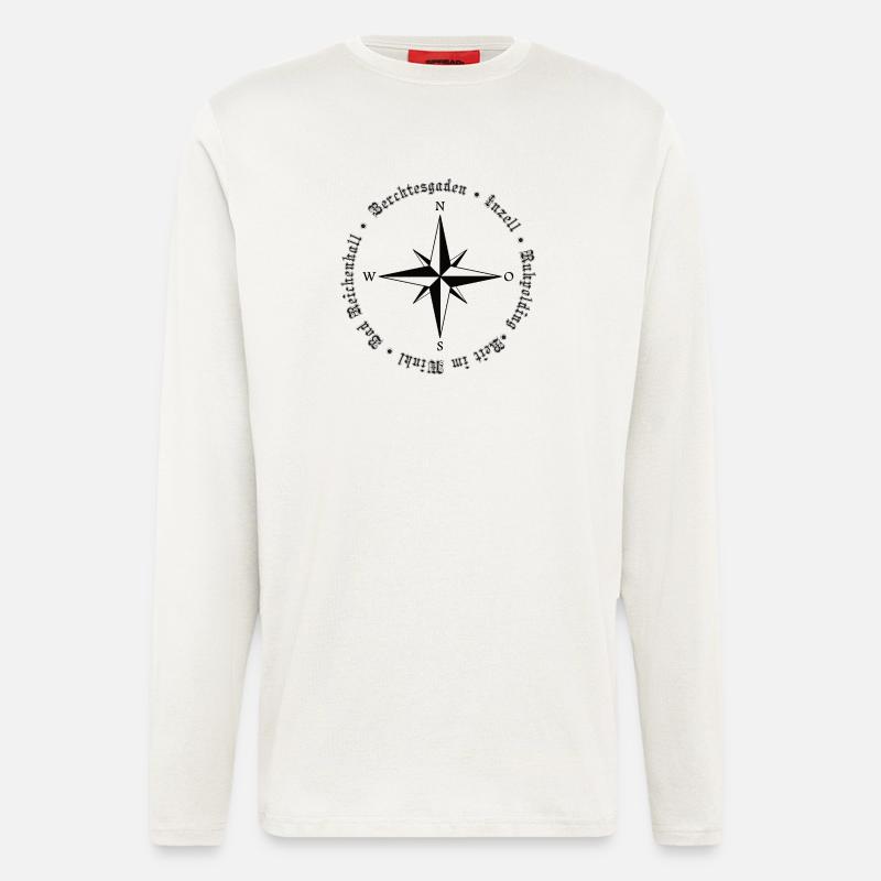 Kompass Alpen Orte Design - Langarmshirt - made by SPREAD  - OFF WHITE