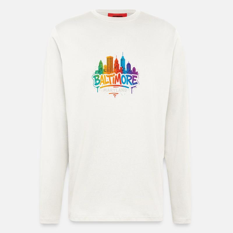Baltimore Skyline Graffiti - Longsleeve - made by SPREAD  - OFF WHITE
