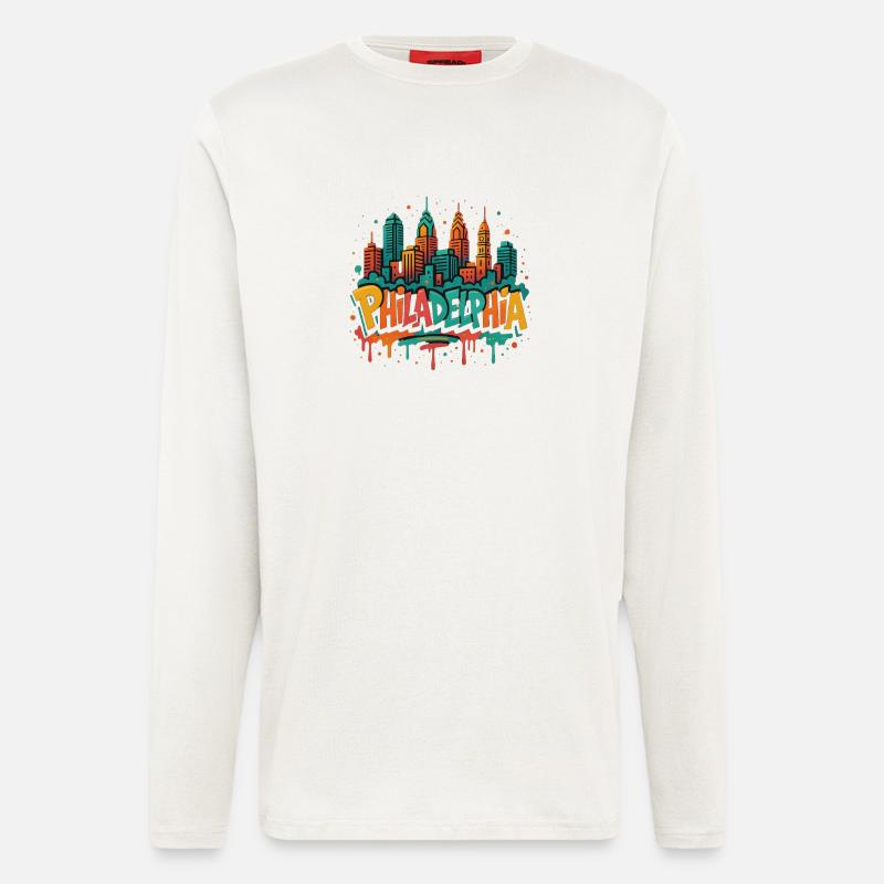 Philly Graffiti Skyline - Langarmshirt - made by SPREAD - OFF WHITE