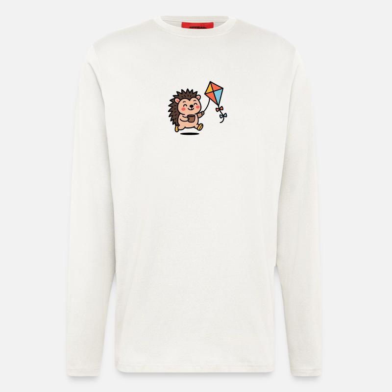 Igel mit Drachen und Becher - Langarmshirt - made by SPREAD  - OFF WHITE