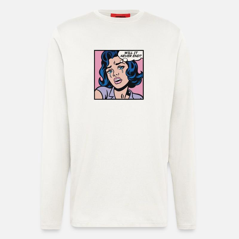 Wird es nie enden? Pop-Art-Mädchen - Langarmshirt - made by SPREAD  - OFF WHITE