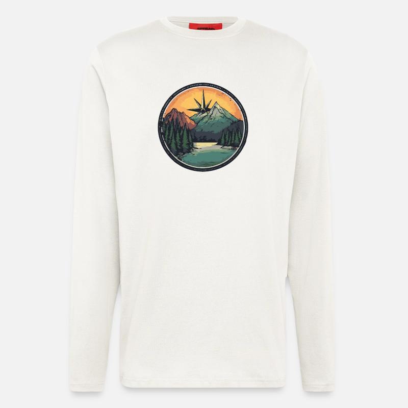 Berge Kompass - Langarmshirt - made by SPREAD  - OFF WHITE