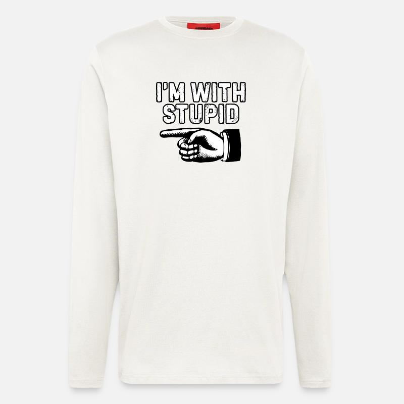 Ich bin mit dummer Handgrafik - Langarmshirt - made by SPREAD  - OFF WHITE