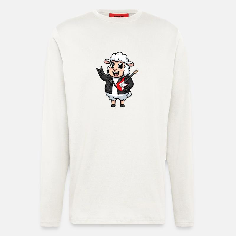 Rocker Sheep mit E-Gitarre - Langarmshirt - made by SPREAD  - OFF WHITE