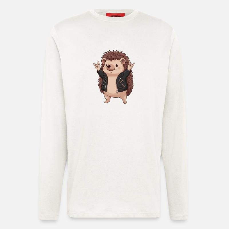Hedgehog Rocker Lederjacke - Langarmshirt - made by SPREAD  - OFF WHITE