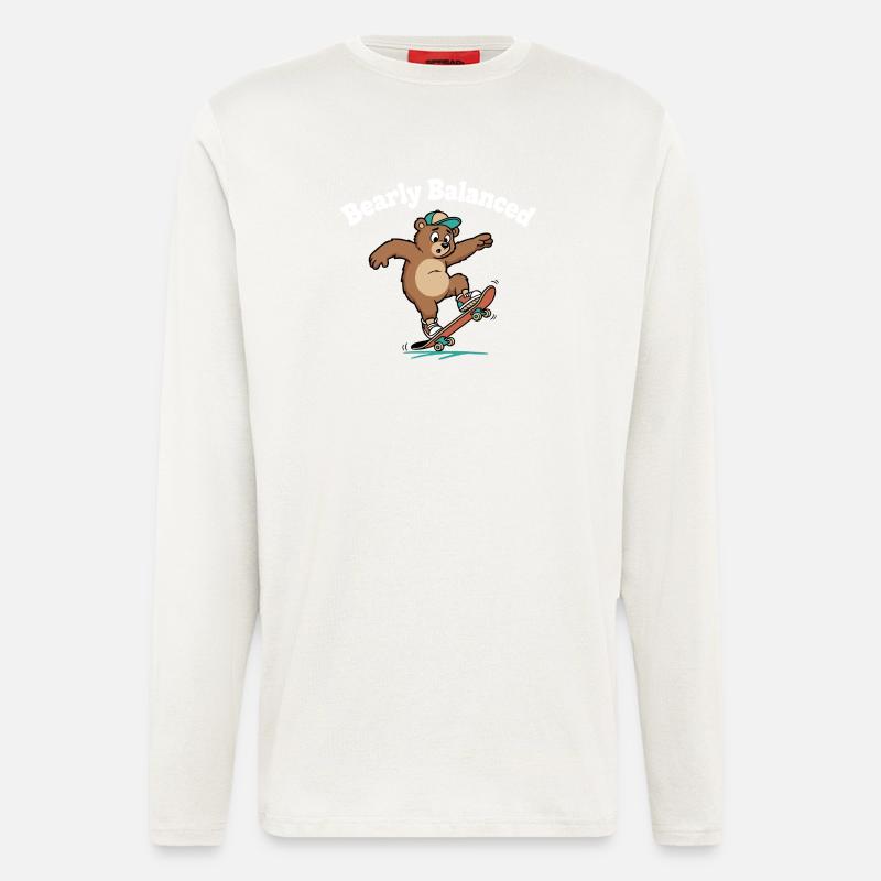 Bär auf Skateboard - Langarmshirt - made by SPREAD  - OFF WHITE