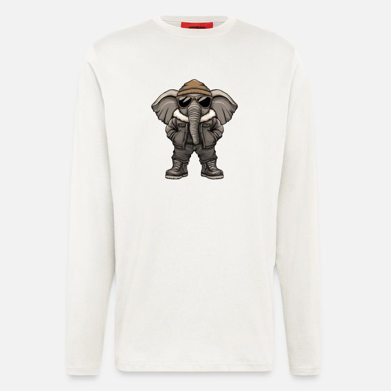 Elefant Cool Winter - Langarmshirt - made by SPREAD  - OFF WHITE