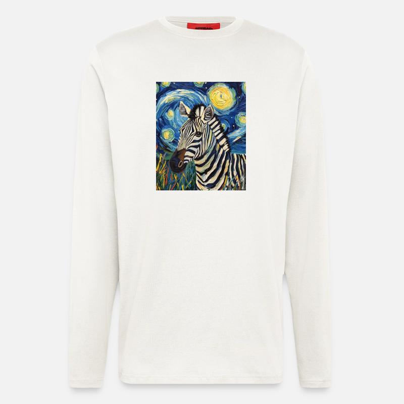 Zebra Van Gogh Style Starry Night - Langarmshirt - made by SPREAD - OFF WHITE