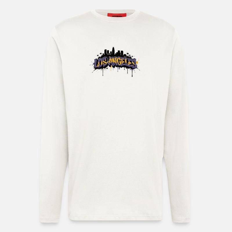 Los Angeles Graffiti Skyline - Langarmshirt - made by SPREAD  - OFF WHITE